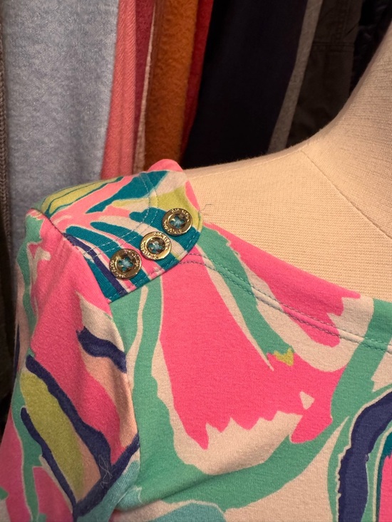 Lilly Pulitzer Vibrant Floral Shift Dress in Aqua & Pink - Cover Up - Picture 3 of 9